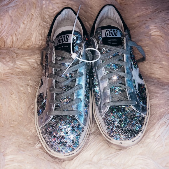 Golden Goose Hi Star sz 40 Silver Sequin Women's - Picture 3 of 5
